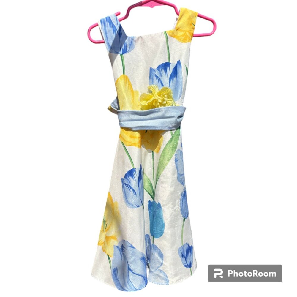 Jenny & Me‎ Little Girl's Blue Yellow Floral Dress Size 5 Spring Easter Dress